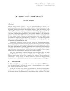 Chapter 18 of Feynman and Computation  (A. Hey, ed.), Perseus Books[removed]CRYSTALLINE COMPUTATION