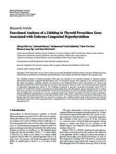 Functional Analyses of c.2268dup in Thyroid Peroxidase Gene Associated with Goitrous Congenital Hypothyroidism