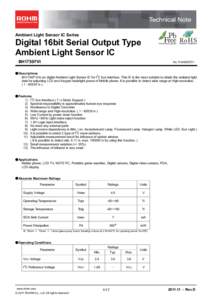 Ambient Light Sensor IC Series  Digital 16bit Serial Output Type Ambient Light Sensor IC BH1750FVI
