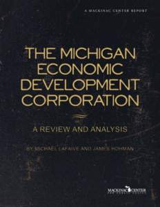 A Mackinac Center Report  The Mackinac Center for Public Policy is a nonpartisan research and educational institute devoted to improving the quality of life for all Michigan citizens by promoting sound solutions to stat