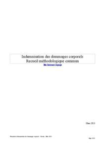 Indemnisation des dommages corporels Recueil méthodologique commun Site Intranet Arpege Mars 2013