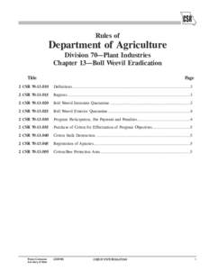 Rules of  Department of Agriculture Division 70—Plant Industries Chapter 13—Boll Weevil Eradication Title