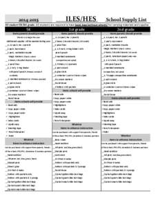 ILES/HES[removed]School Supply List