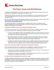 The Facts: Guns and Self-Defense Following every mass shooting, the gun lobby’s rote response is for private citizens to purchase and carry guns so they can act in self-defense. This argument has no basis in reality. R