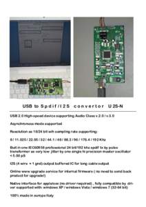 USB to S p d i f / I 2 S  convertor U 2S-N