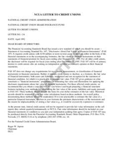 NCUA LETTER TO CREDIT UNIONS No. 134