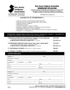 New Jersey Turfgrass Association MEMBERSHIP APPLICATION Membership shall be open to all interested in the development and maintenance of turf.