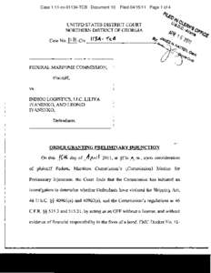 Case 1:11-cv[removed]TCB Document 10  Filed[removed]Page 1 of 4 FEDERAL MARITIME COMMISSION, Plaintiff,