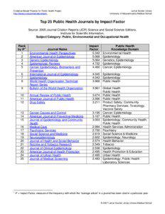 Epidemiology / Environmental social science / Public health / Demography / Journal of Epidemiology and Community Health / Public health journal / Cancer Causes & Control / Environmental health / Neuroepidemiology / Health / Publishing / Medicine