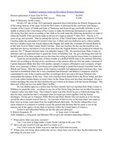 Southern Campaign American Revolution Pension Statements Pension application of Jesse Gent W7510 Mary Ann fn29NC Transcribed by Will Graves[removed]