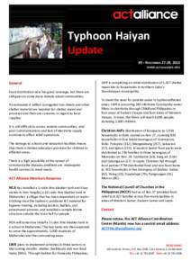 Typhoon Haiyan Update #9 – NOVEMBER 27-28, 2013 WWW.ACTALLIANCE.ORG  General