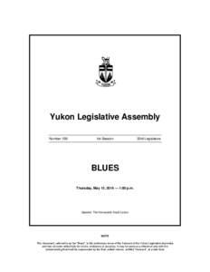 Yukon Legislative Assembly Number 159 1st Session  33rd Legislature