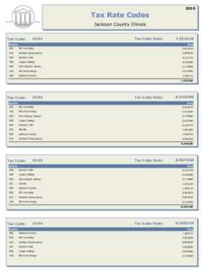 2010  Tax Rate Codes Jackson County Illinois Tax Code: