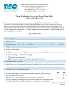 Oklahoma Department of Environmental Quality Water Quality Division | Phone: [removed]Construction Permitting Section 707 N. Robinson, OKC, OK[removed]P.O. Box 1677, OKC, OK[removed]