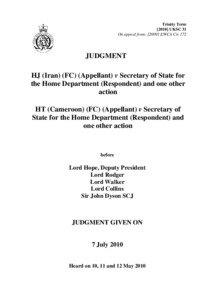 HT (Cameroon) (FC) (Appellant) v Secretary of State for the Home Department (Respondent) and one other action