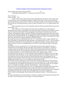 Southern Campaign American Revolution Pension Statements & Rosters Pension Application of Isaac Chapman R1869 VA Transcribed and annotated by C. Leon Harris. Revised 29 Jan[removed]State of Virginia } County of Giles } SS.