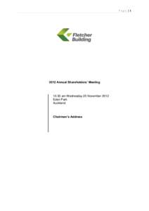 Page |[removed]Annual Shareholders’ Meeting[removed]am Wednesday 20 November 2012 Eden Park