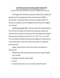 Water / Environmental soil science / Hydrology / Environmental science / Total maximum daily load / Fecal coliform / Nonpoint source pollution / Whippany River / Stormwater / Water pollution / Environment / Earth