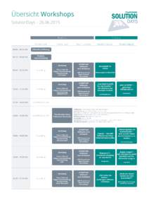 Übersicht Workshops SolutionDays – Festhalle Großer Saal 09.00 – 09.15 Uhr