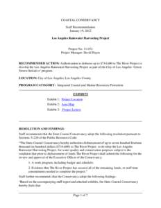COASTAL CONSERVANCY Staff Recommendation January 19, 2012 Los Angeles Rainwater Harvesting Project  Project No[removed]
