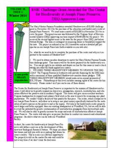 VOLUME 10, ISSUE 1 MEADOWVIEW BIOLOGICAL RESEARCH STATION NEWSLETTER  Winter 2014