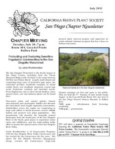 JulyCHAPTER MEETING Tuesday, July 20; 7 p.m. Room 104, Casa del Prado Balboa Park