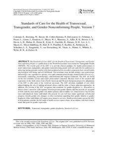 International Journal of Transgenderism, 13:165–232, 2011 Copyright C World Professional Association for Transgender Health ISSN: [removed]print[removed]online