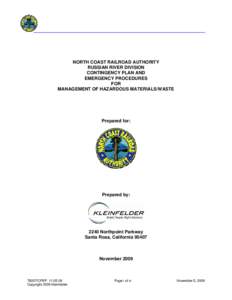 NORTH COAST RAILROAD AUTHORITY RUSSIAN RIVER DIVISION CONTINGENCY PLAN AND EMERGENCY PROCEDURES FOR MANAGEMENT OF HAZARDOUS MATERIALS/WASTE