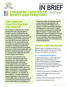 Ontario Justice Education Network  IN BRIEF CANADIAN CHARTER OF RIGHTS AND FREEDOMS