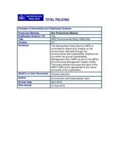 Freedom of Information Act Publication Scheme Protective Marking Publication Scheme Y/N Title Version Summary