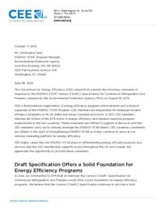 October 17, 2013 Mr. Christopher Kent ENERGY STAR® Program Manager Environmental Protection Agency Ariel Rios Building, SW, MS 6202J 1200 Pennsylvania Avenue, NW