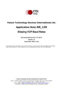 Future Technology Devices International Ltd.  Application Note AN_120 Aliasing VCP Baud Rates Document Reference No.: FT_000161