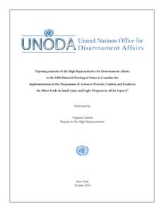 “Opening remarks of the High Representative for Disarmament Affairs, to the Fifth Biennial Meeting of States to Consider the Implementation of the Programme of Action to Prevent, Combat and Eradicate the Illicit Trade 