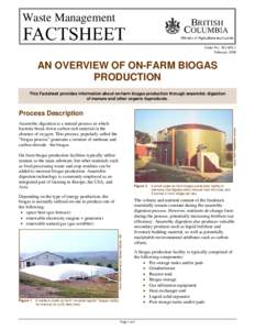 An Overview of On-Farm Biogas Production
