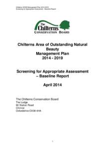 Chilterns AONB Management PlanScreening for Appropriate Assessment - Baseline Report Chilterns Area of Outstanding Natural Beauty Management Plan