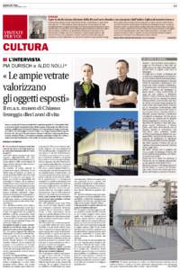 Corriere del Ticino  33 Mercoledì 11 noveMbre 2015