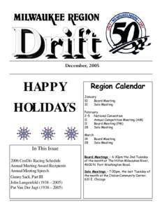 December, 2005  HAPPY HOLIDAYS  Region Calendar