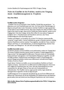 Auszug aus: Handbuch für Projektmanagement des WEKA Verlages, Kissing