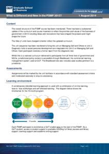 What is Different and New in the PSMP 2015?  1 August 2014 Content The overall structure of the PSMP course has been maintained. There has been a substantial