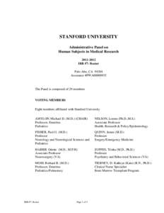 STANFORD UNIVERSITY Administrative Panel on Human Subjects in Medical ResearchIRB #7: Roster Palo Alto, CA 94304