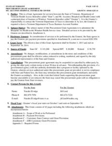 STATE OF VERMONT PROCUREMENT GRANT AGREEMENT MT. ASCUTNEY HOSPITAL AND HEALTH CENTER PAGE 1 OF 42 GRANT #: [removed]