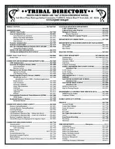 ww TRIBAL DIRECTORY ww  PREFIX FOR NUMBERS ARE “362” (UNLESS OTHERWISE NOTED) Salt River Pima-Maricopa Indian Community w[removed]E. Osborn Road w Scottsdale, AZ[removed]www.srpmic-nsn.gov