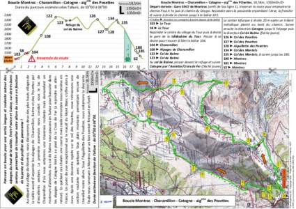 Boucle Montroc - Charamillon - Catogne - aigette des Posettes h h  Durée du parcours estimée selon l’allure, de 03 00 à 06 00