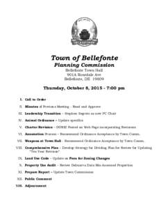 Town of Bellefonte Planning Commission Bellefonte Town Hall 901A Rosedale Ave Bellefonte, DE 19809