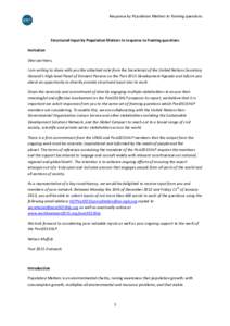 Response by Population Matters to framing questions  Structured input by Population Matters in response to framing questions Invitation Dear partners, I am writing to share with you the attached note from the Secretariat