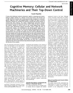 COGNITION AND BEHAVIOR  S PECIAL S ECTION REVIEW