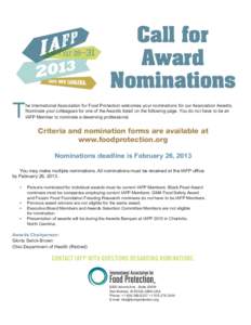 Call for Award Nominations T