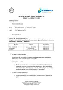 DERECHO DE SANEAMIENTO AMBIENTAL PREGUNTAS FRECUENTES OPCIONES DE PAGO  Titular Cuenta: