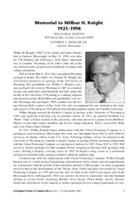 Memorial to Wilbur H. Knight 1921–1998 WILLIAM R. KEEFER 5693 Xenon Way, Arvada, Colorado[removed]STEPHEN L. INGRAM, SR. Jackson, Mississippi