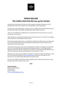 Microsoft Word - MEDIA RELEASE The Coffee Club Park Rd.doc